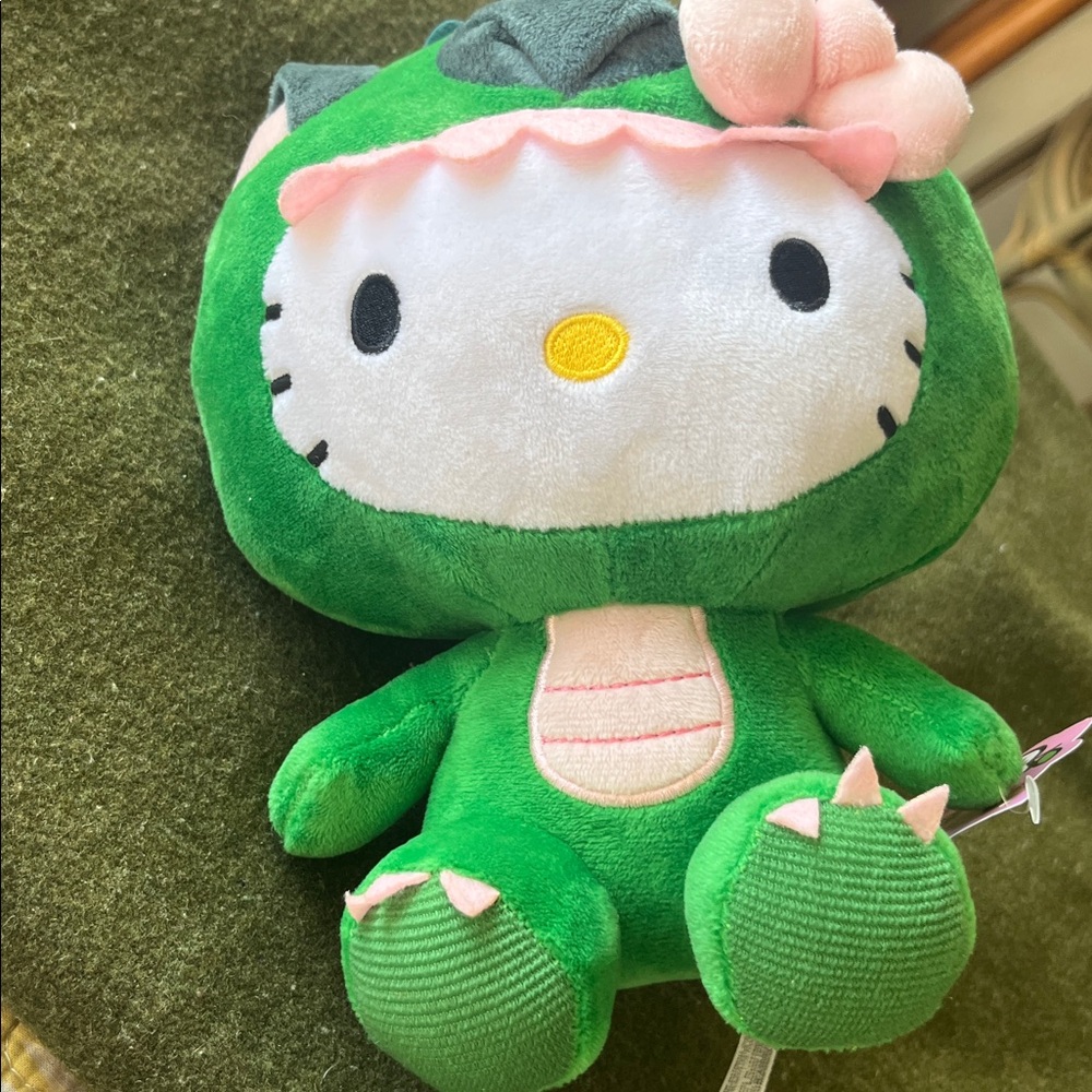 Hello Kitty Fiesta Green Dragon Dinosaur Plush Toy by Sanrio 9-1/2" NWT